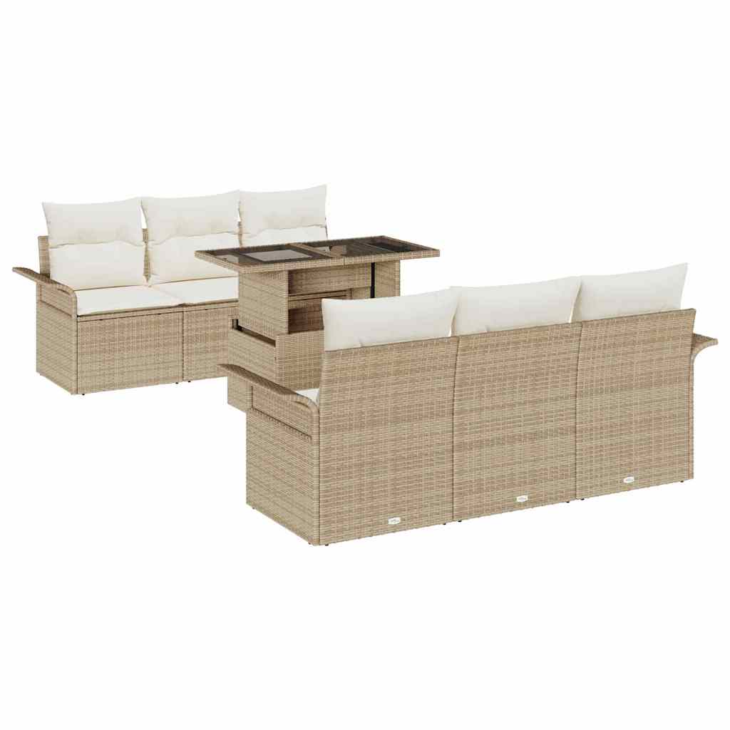 Tuin Sofa Set 7 st Beige [Synthetisch]: Poly Rattan