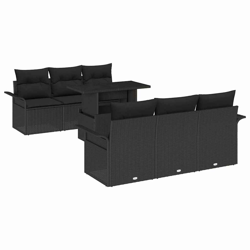 Tuin Sofa Set met kussen met opslag 7 pcs Zwart Poly Rattan is nu te koop bij PeponiXL, paradijselijk wonen!