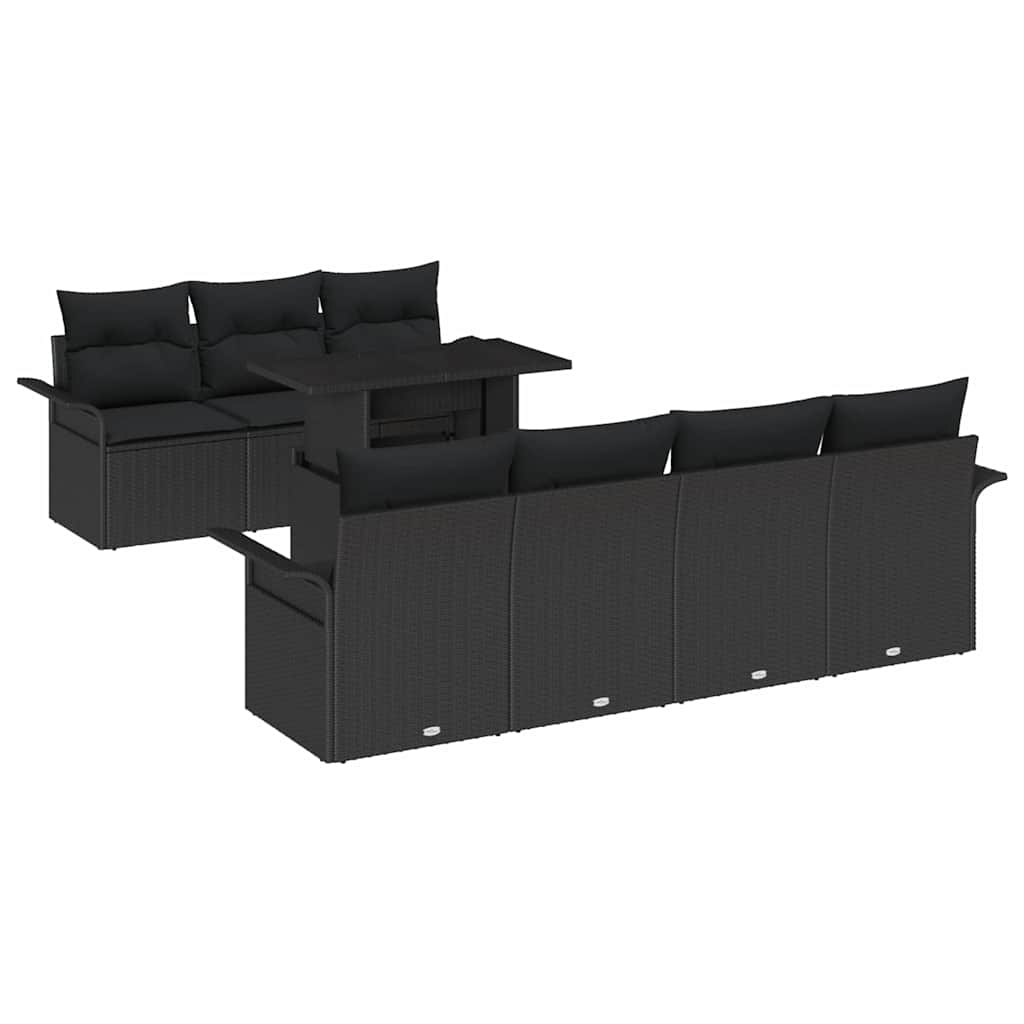 Tuin Sofa Set met kussen met opslag 8 pcs Zwart Poly Rattan is nu te koop bij PeponiXL, paradijselijk wonen!