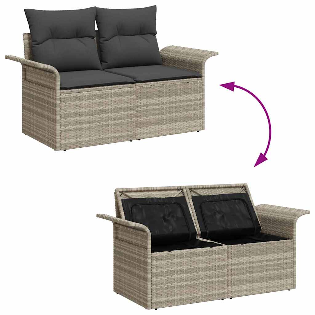 Tuin Sofa Set met kussen met opslag 9 pcs Lichtgrijs Poly riet is nu te koop bij PeponiXL, paradijselijk wonen!