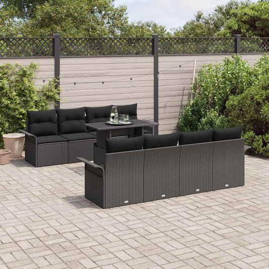 Tuin Sofa Set met kussen met opslag 9 pcs Zwart Poly Rattan is nu te koop bij PeponiXL, paradijselijk wonen!