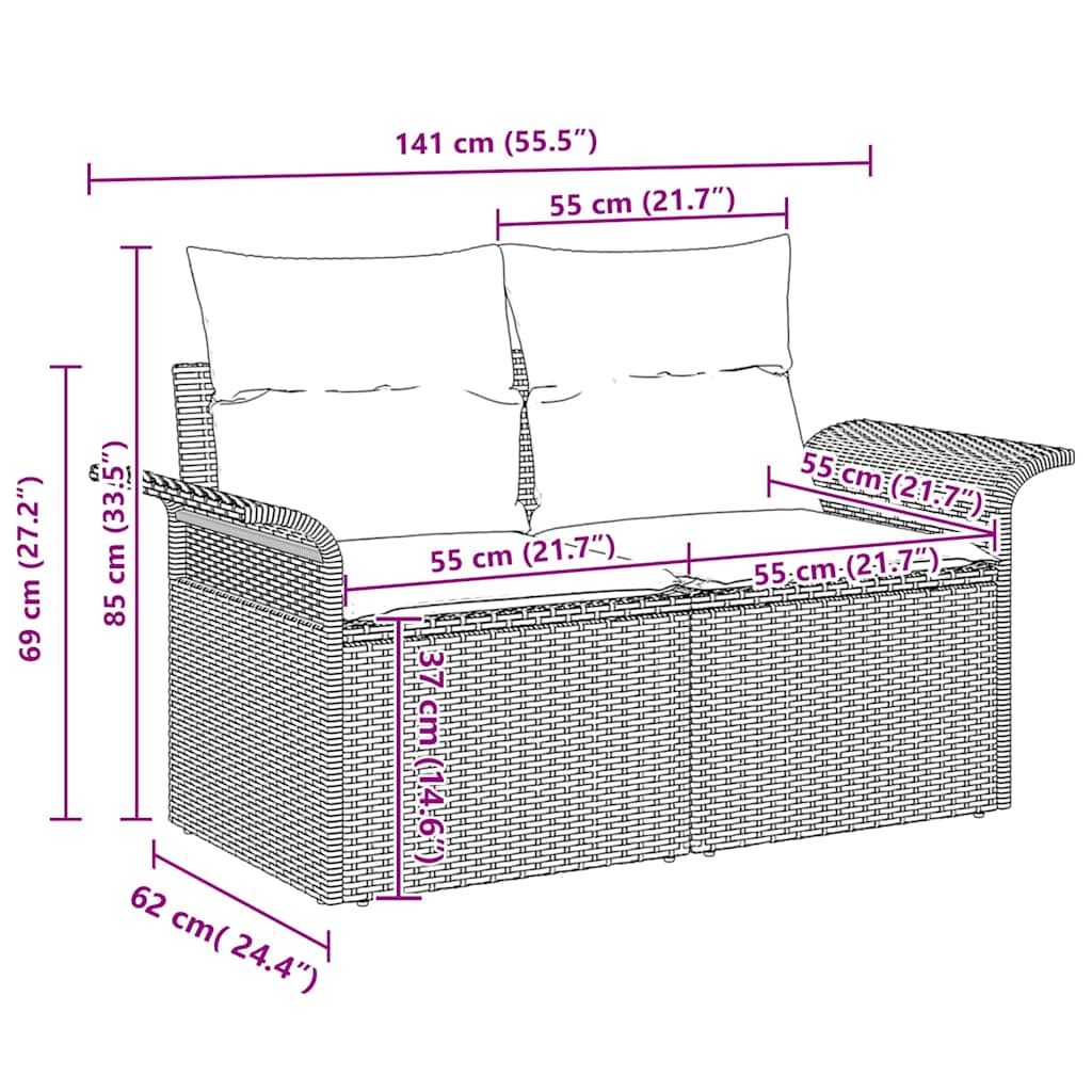 Tuin Sofa Set met kussen met opslag 6 pcs Beige Poly riet is nu te koop bij PeponiXL, paradijselijk wonen!