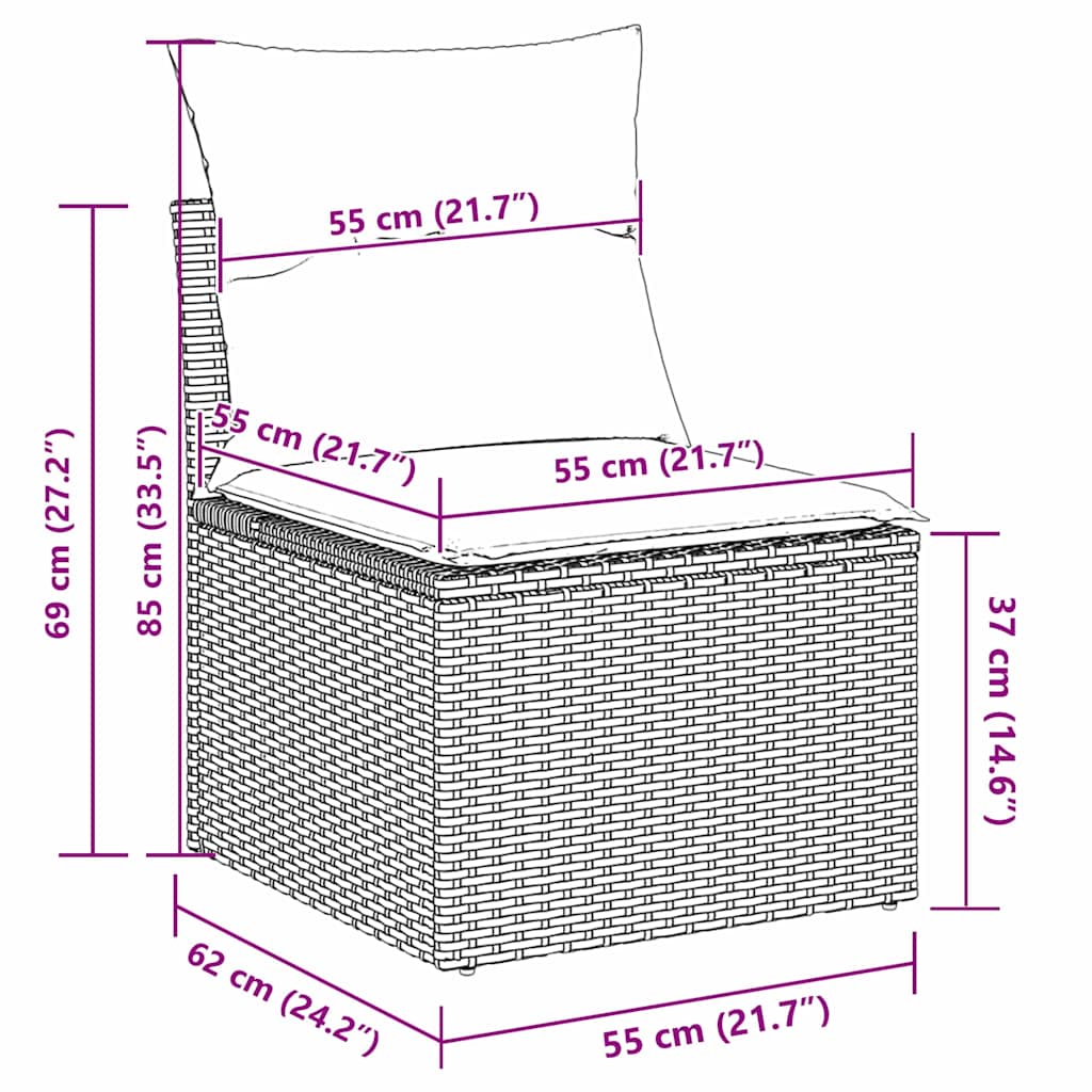 Tuin Sofa Set met kussen met opslag 6 pcs Beige Poly riet is nu te koop bij PeponiXL, paradijselijk wonen!