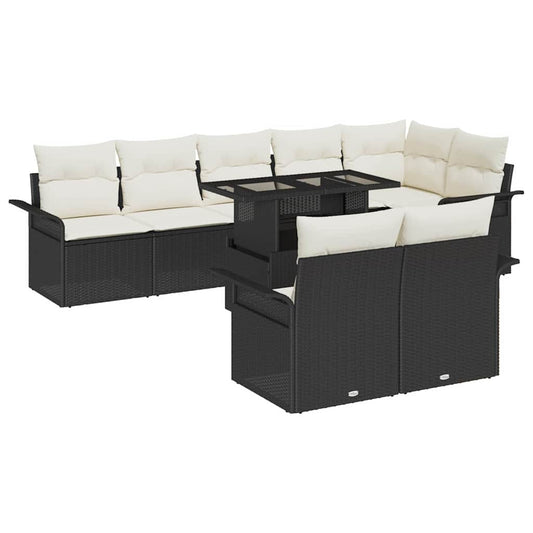 Tuin Sofa Set met kussen met opslag 9 pcs Zwart Poly riet is nu te koop bij PeponiXL, paradijselijk wonen!