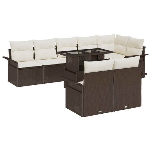 Tuin Sofa Set met kussen met opslag 9 pcs Bruin Poly riet is nu te koop bij PeponiXL, paradijselijk wonen!
