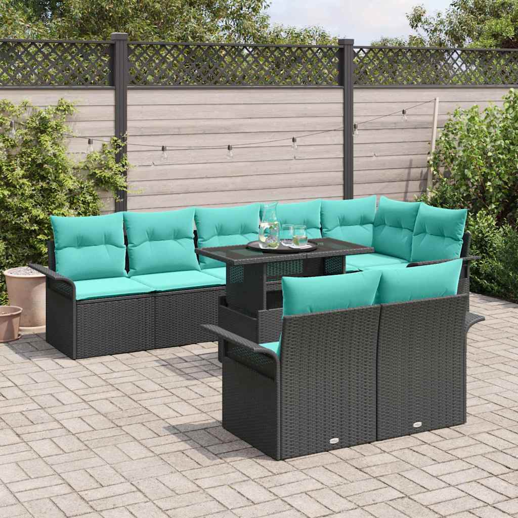 Tuin Sofa Set met kussen met opslag 9 pcs Zwart Poly Rattan is nu te koop bij PeponiXL, paradijselijk wonen!