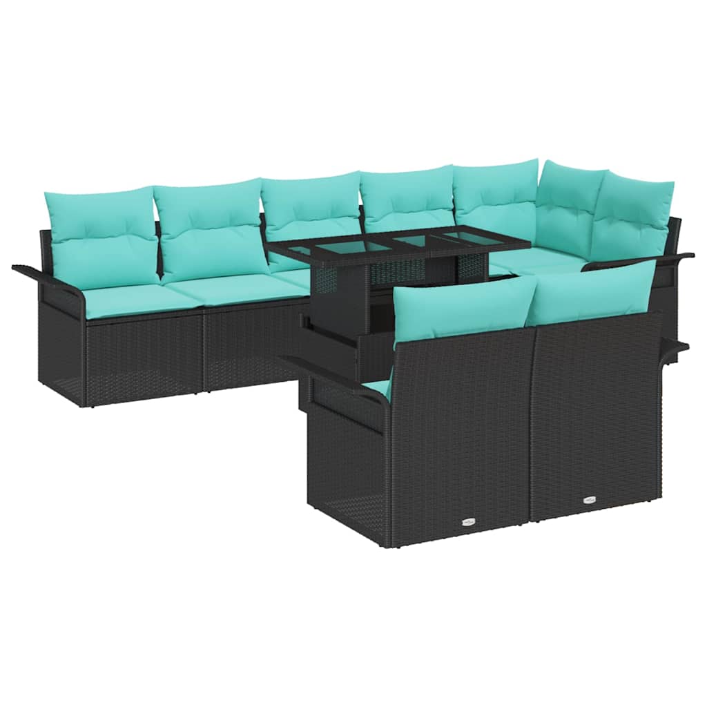 Tuin Sofa Set met kussen met opslag 9 pcs Zwart Poly Rattan is nu te koop bij PeponiXL, paradijselijk wonen!