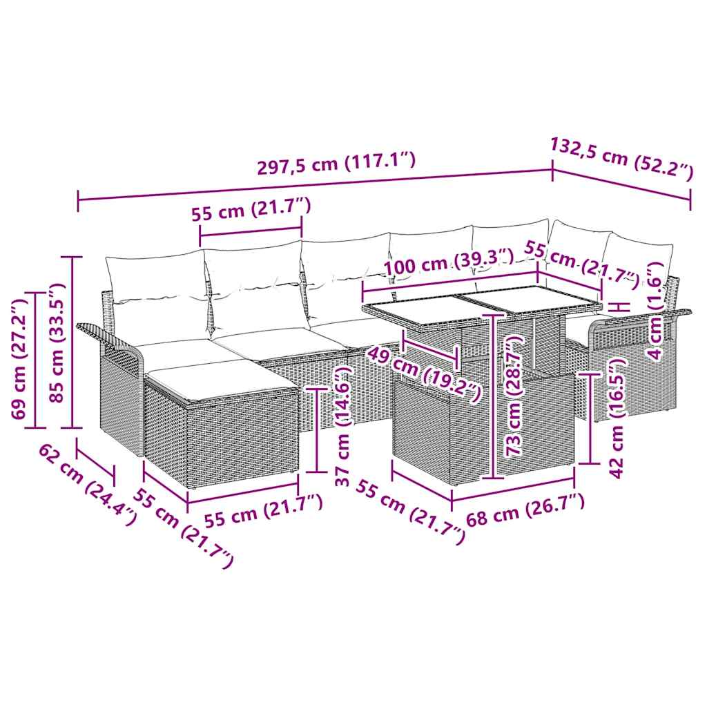 Tuin Sofa Set met kussen met opslag 8 pcs Grijs Poly riet is nu te koop bij PeponiXL, paradijselijk wonen!