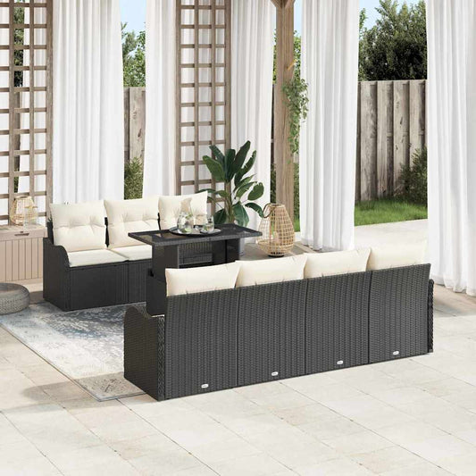 Tuin Sofa Set met kussen met opslag 8 pcs Zwart Poly Rattan is nu te koop bij PeponiXL, paradijselijk wonen!