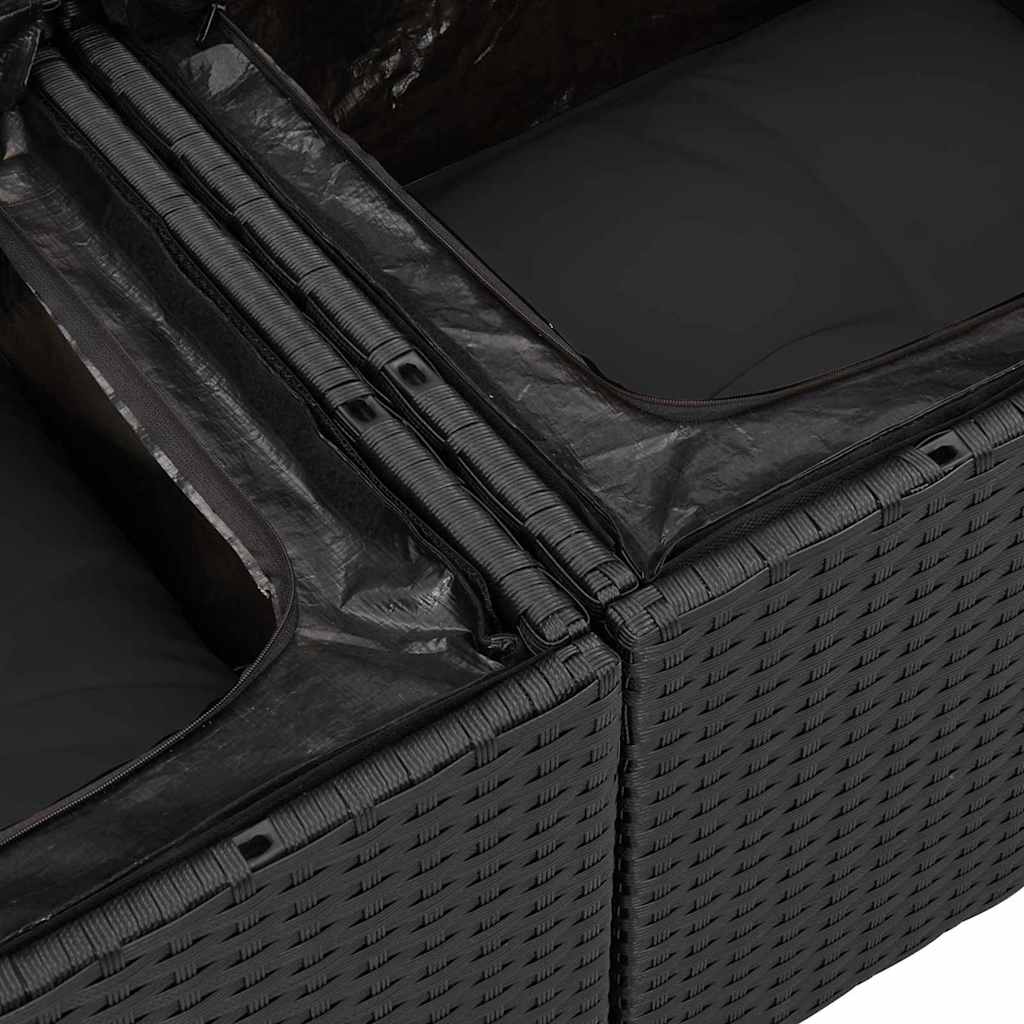 Tuinbankenset met kussen 6 pcs Zwart Polyrattan is nu te koop bij PeponiXL, paradijselijk wonen!