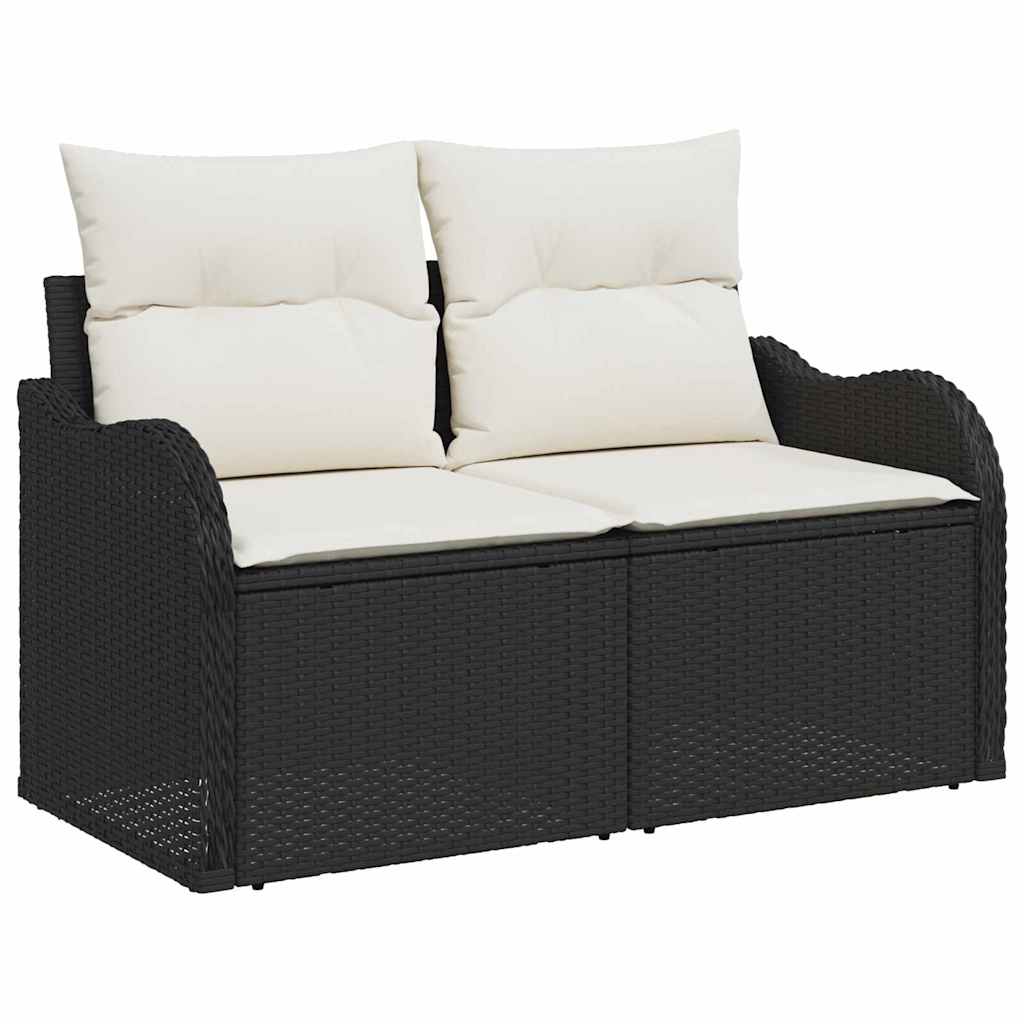 Tuin Sofa Set met kussen met kussen 7 pcs Zwart Poly Rattan is nu te koop bij PeponiXL, paradijselijk wonen!