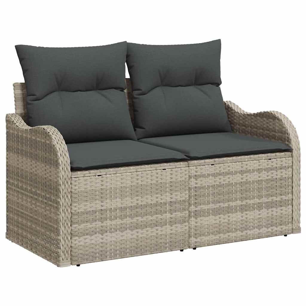 Tuin Sofa Set met kussen 7 pcs Lichtgrijs Poly Rattan is nu te koop bij PeponiXL, paradijselijk wonen!