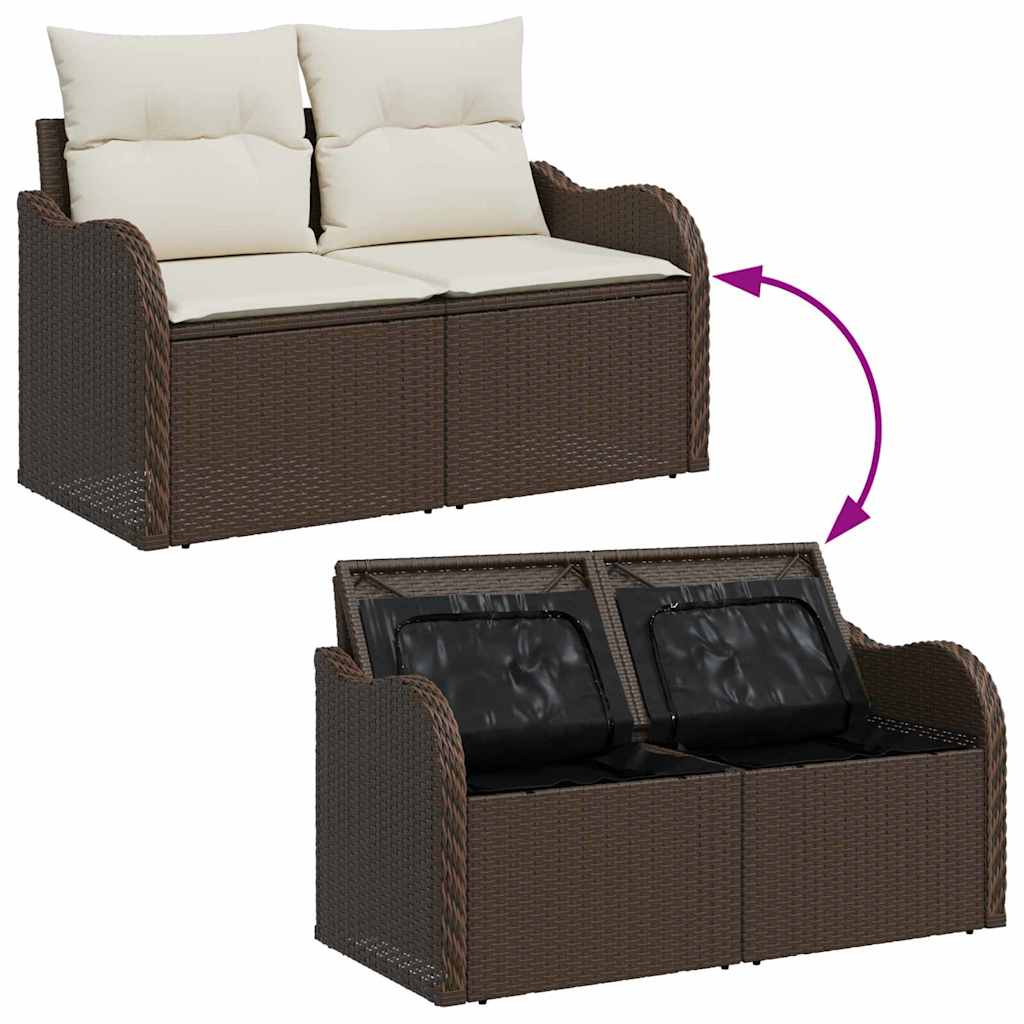 Tuin Sofa Set met kussen met kussen 9 pcs Bruin Poly Rattan is nu te koop bij PeponiXL, paradijselijk wonen!