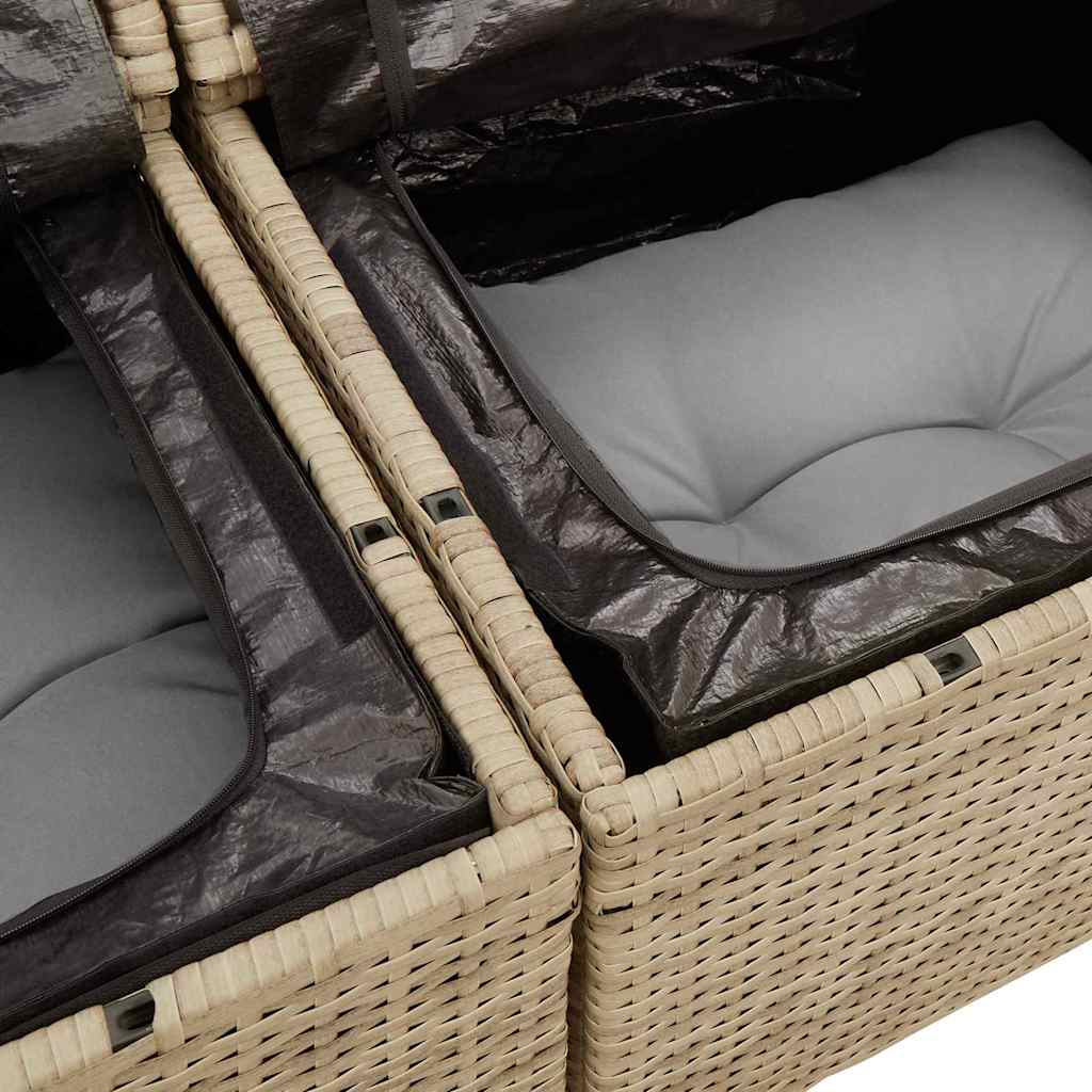 Tuin Sofa Set met kussen met opslag 9 pcs Beige Poly riet is nu te koop bij PeponiXL, paradijselijk wonen!