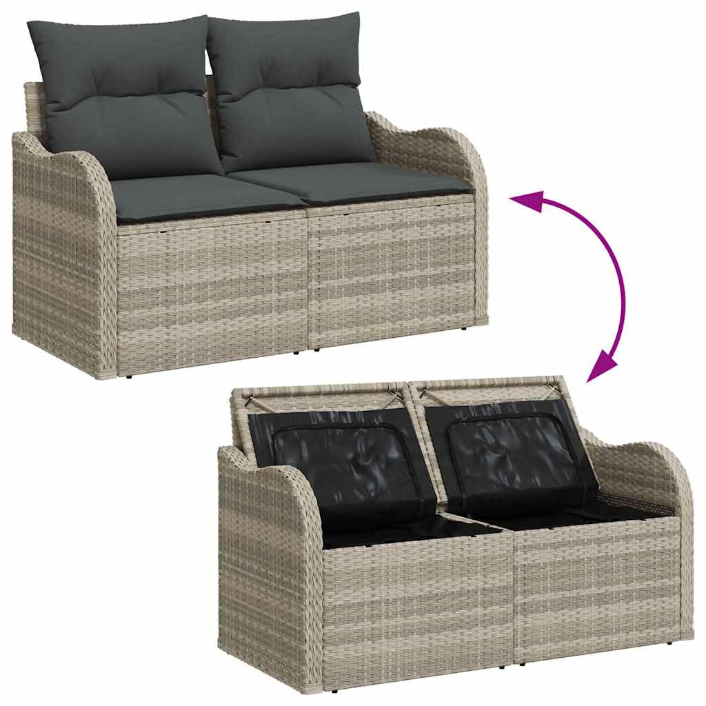 Tuin Sofa Set met kussen 10 pcs Lichtgrijs Poly Rattan is nu te koop bij PeponiXL, paradijselijk wonen!