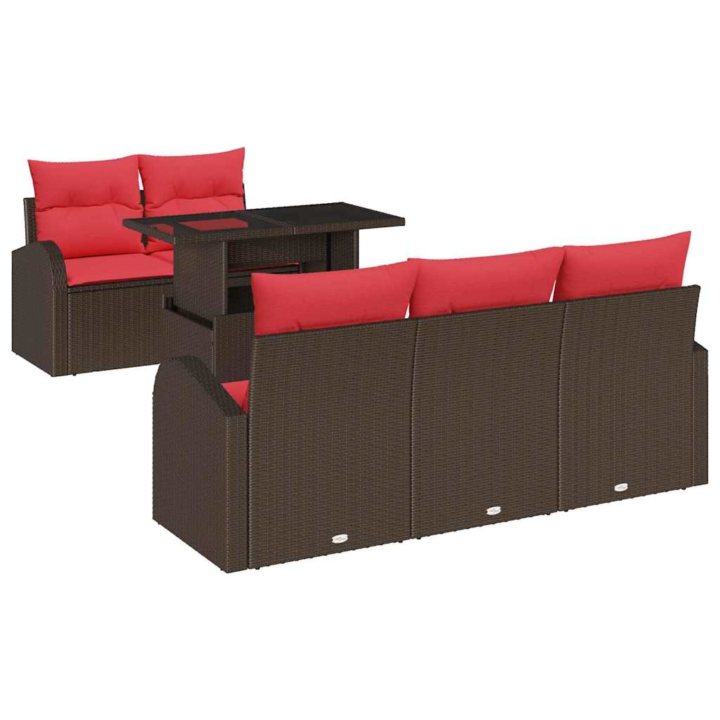 Tuin Sofa Set met kussen met opslag 6 pcs Bruin Poly Rattan is nu te koop bij PeponiXL, paradijselijk wonen!
