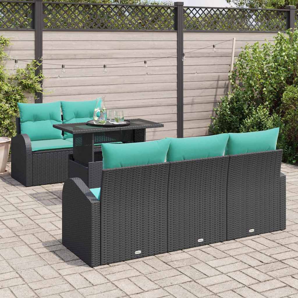 Tuin Sofa Set met kussen met opslag 6 pcs Zwart Poly Rattan is nu te koop bij PeponiXL, paradijselijk wonen!