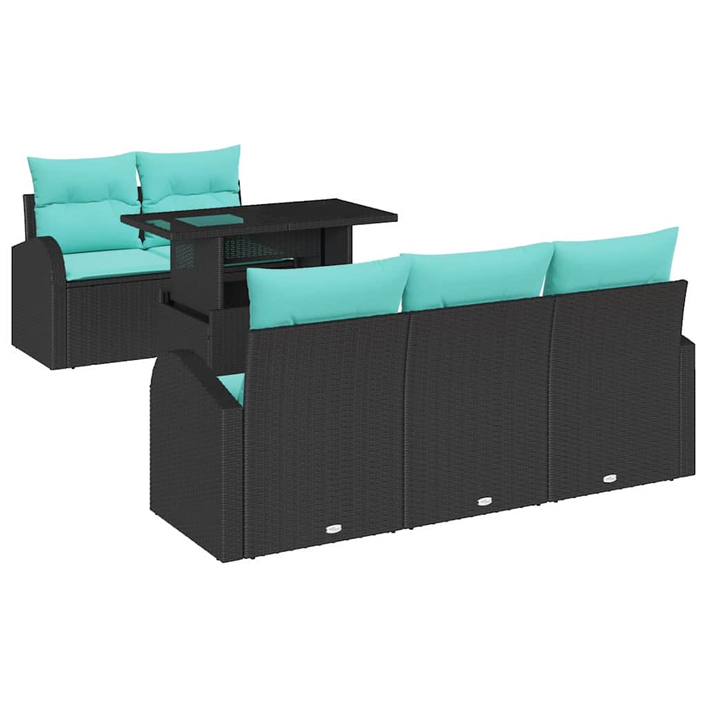 Tuin Sofa Set met kussen met opslag 6 pcs Zwart Poly Rattan is nu te koop bij PeponiXL, paradijselijk wonen!