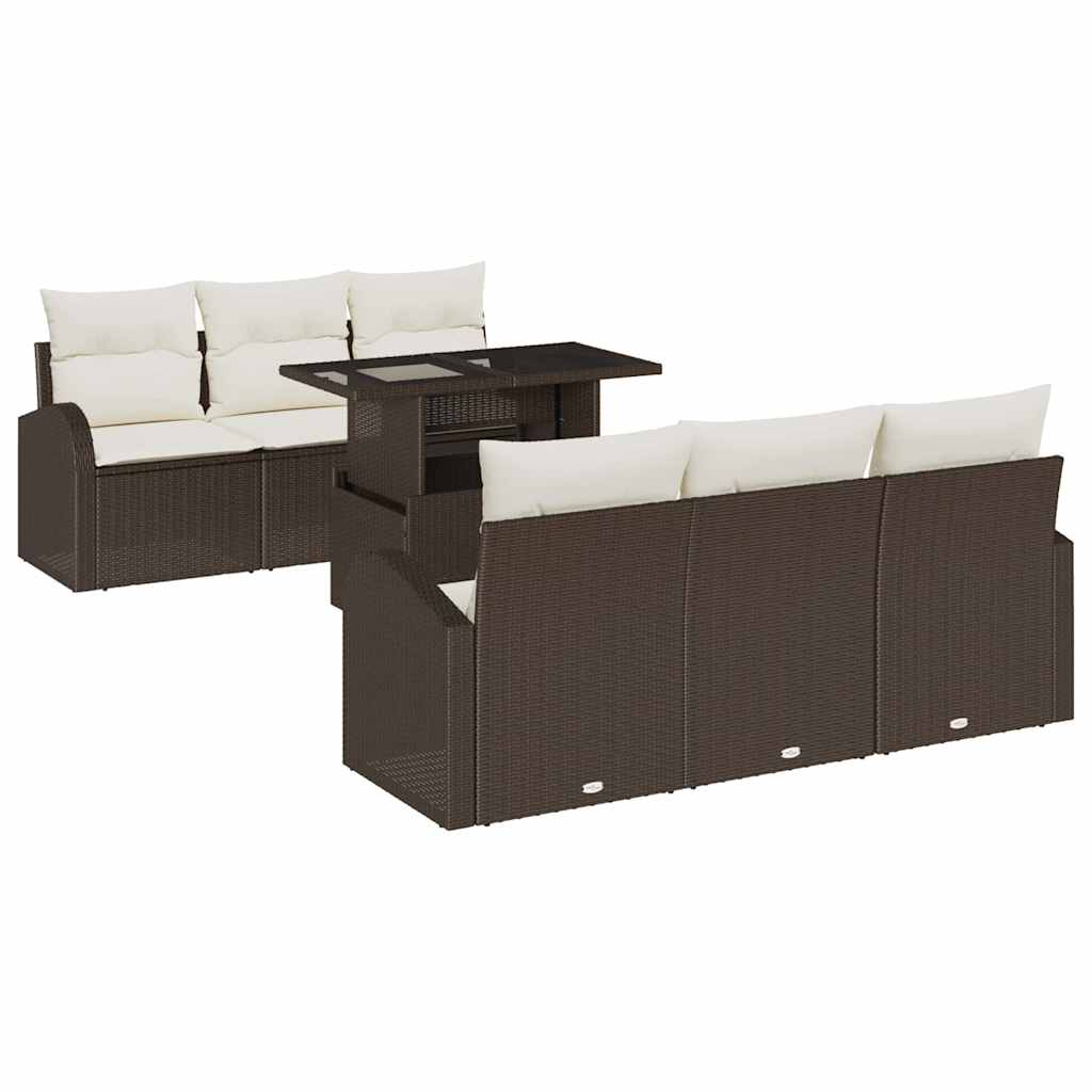 Tuin Sofa Set met kussen met opslag 7 pcs Bruin Poly Rattan is nu te koop bij PeponiXL, paradijselijk wonen!