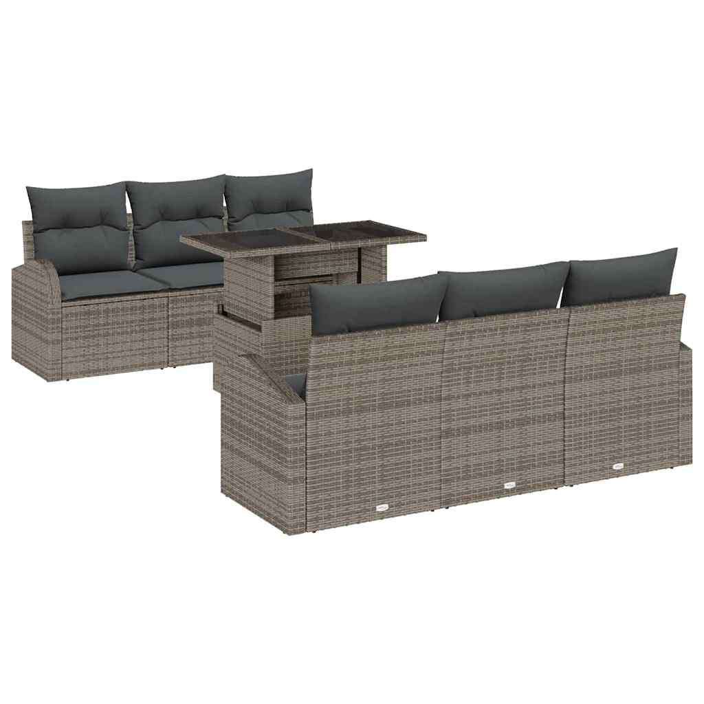 Tuin Sofa Set met kussen met opslag 7 pcs Grijs Poly Rattan is nu te koop bij PeponiXL, paradijselijk wonen!