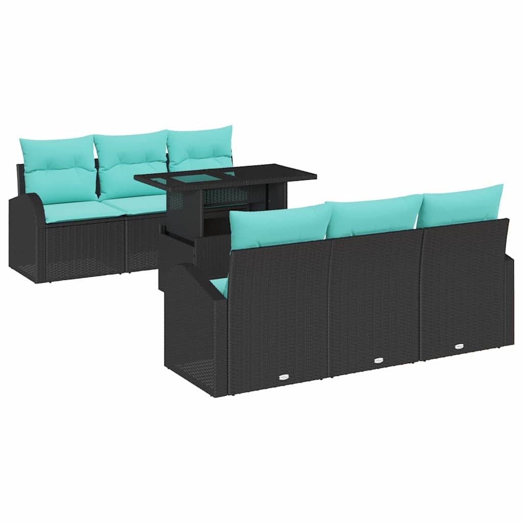 Tuin Sofa Set met kussen met opslag 7 pcs Zwart Poly Rattan is nu te koop bij PeponiXL, paradijselijk wonen!