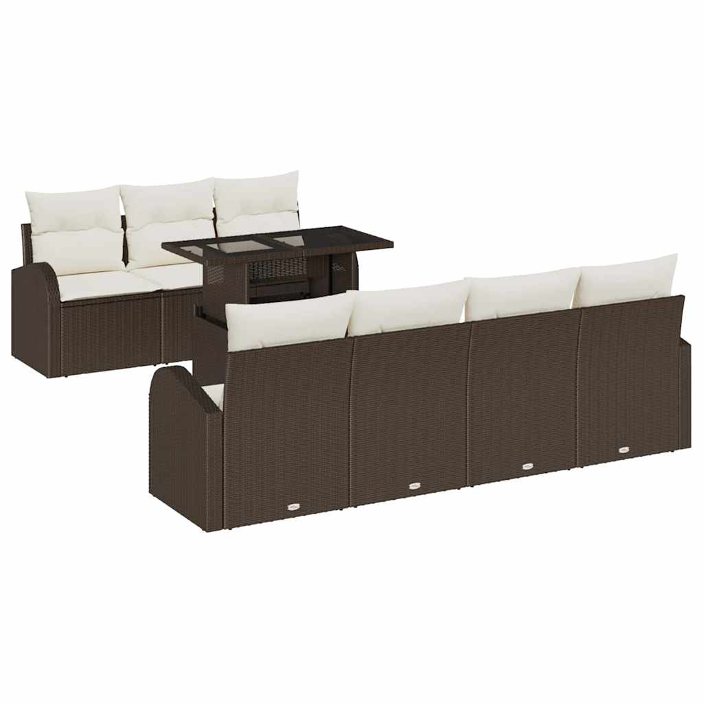 Tuin Sofa Set met kussen met opslag 8 pcs Bruin Poly Rattan is nu te koop bij PeponiXL, paradijselijk wonen!