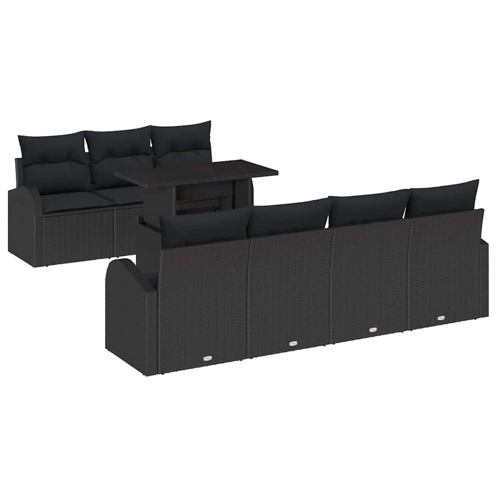 Tuin Sofa Set met kussen met opslag 8 pcs Zwart Poly Rattan is nu te koop bij PeponiXL, paradijselijk wonen!
