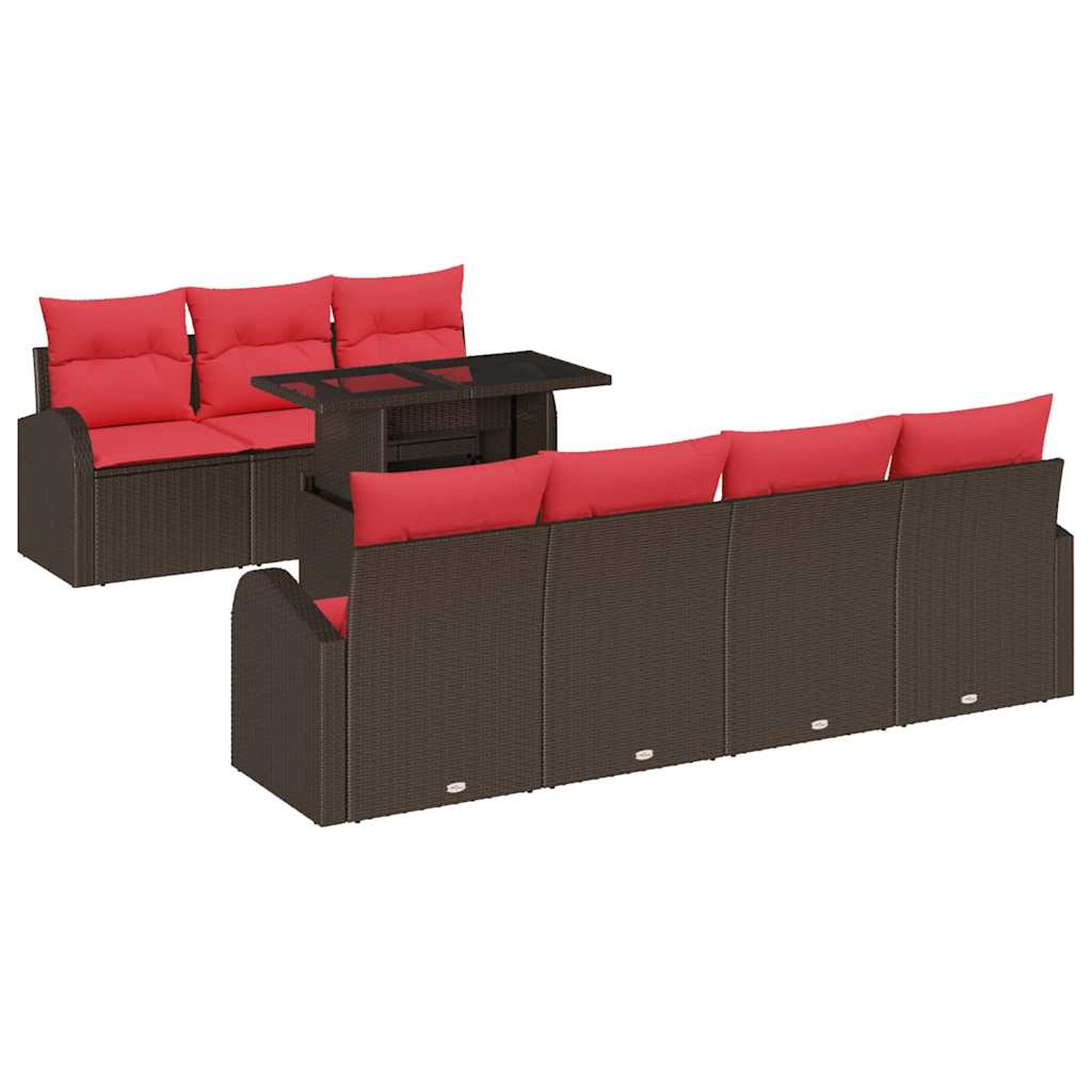 Tuin Sofa Set met kussen met opslag 8 pcs Bruin Poly Rattan is nu te koop bij PeponiXL, paradijselijk wonen!