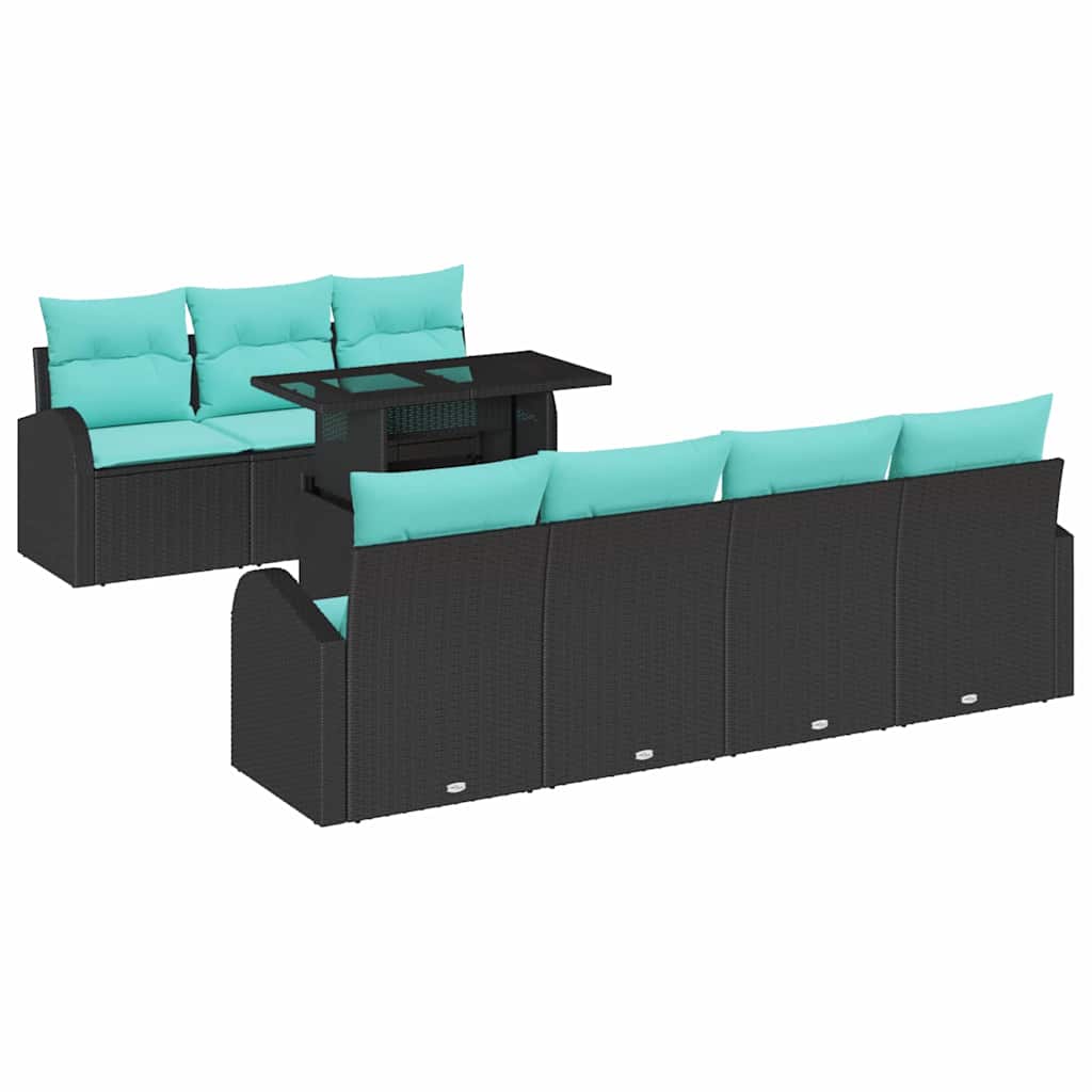 Tuin Sofa Set met kussen met opslag 8 pcs Zwart Poly Rattan is nu te koop bij PeponiXL, paradijselijk wonen!