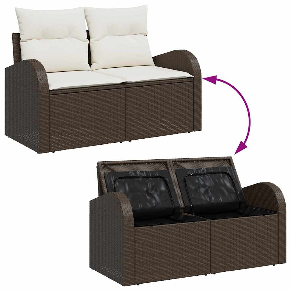 Tuin Sofa Set met kussen met opslag 8 pcs Bruin Poly Rattan is nu te koop bij PeponiXL, paradijselijk wonen!