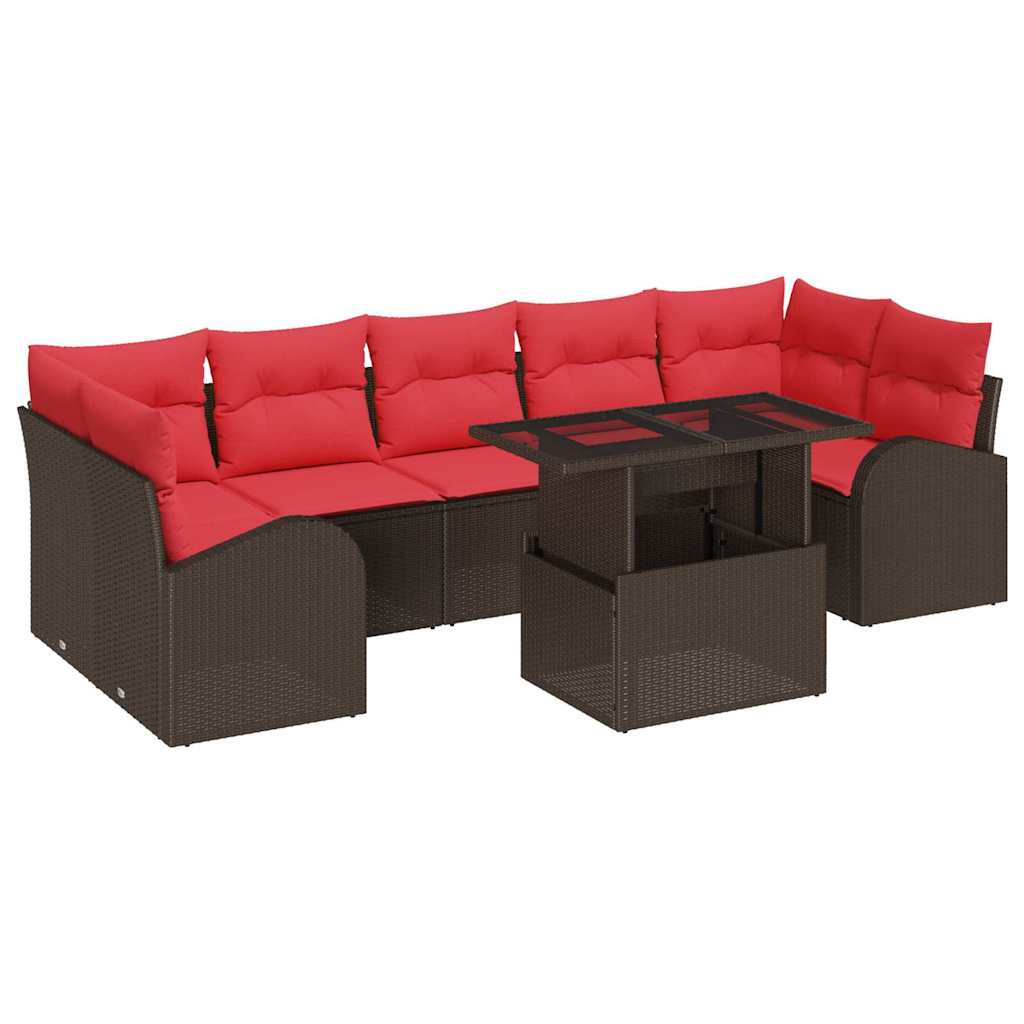 Tuin Sofa Set met kussen met opslag 8 pcs Bruin Poly Rattan is nu te koop bij PeponiXL, paradijselijk wonen!