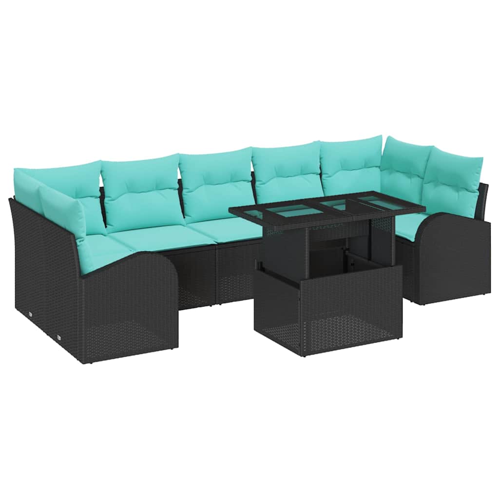 Tuin Sofa Set met kussen met opslag 8 pcs Zwart Poly Rattan is nu te koop bij PeponiXL, paradijselijk wonen!