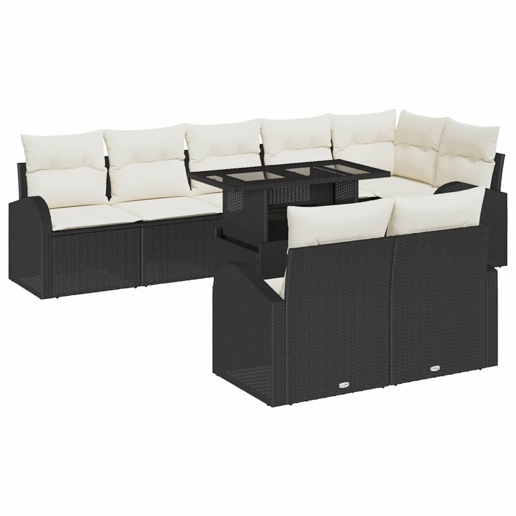 Tuin Sofa Set met opslag 9 pcs Zwart Poly riet is nu te koop bij PeponiXL, paradijselijk wonen!