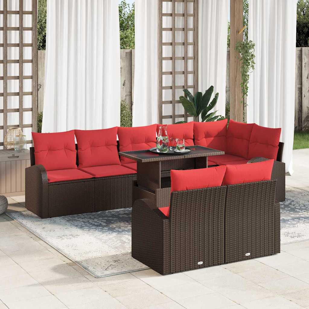 Tuin Sofa Set met opslag 9 pcs Bruin Poly riet is nu te koop bij PeponiXL, paradijselijk wonen!
