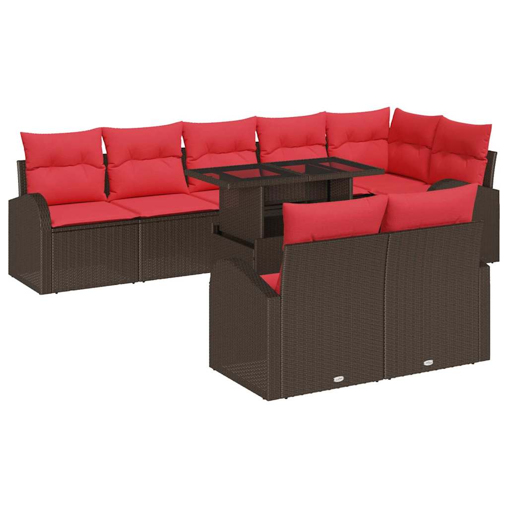 Tuin Sofa Set met opslag 9 pcs Bruin Poly riet is nu te koop bij PeponiXL, paradijselijk wonen!