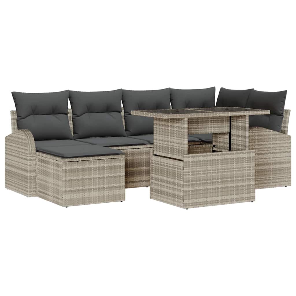 Tuin Sofa Set met opslag 7 pcs Lichtgrijs Poly riet is nu te koop bij PeponiXL, paradijselijk wonen!