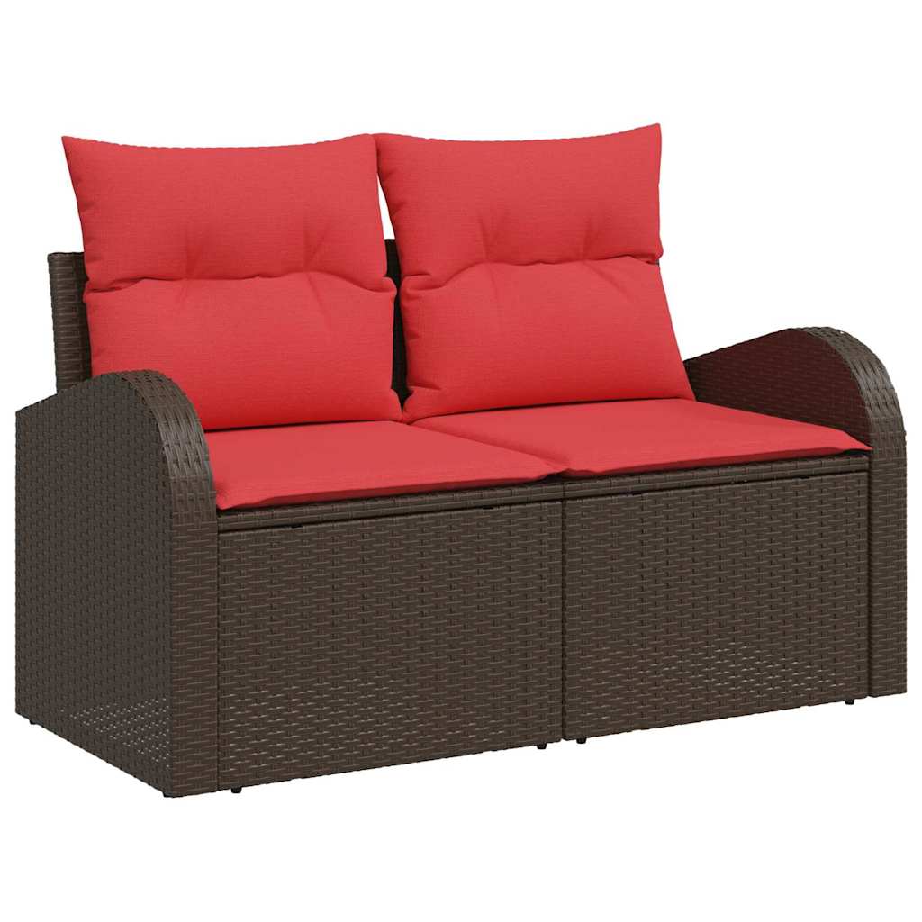 Tuin Sofa Set met kussen met opslag 10 pcs Bruin Poly riet
