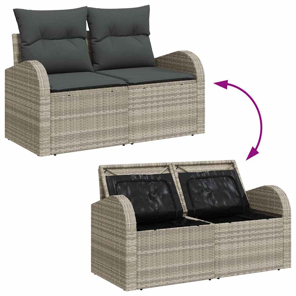 Tuin Sofa Set met opslag 11 pcs Lichtgrijs Poly riet is nu te koop bij PeponiXL, paradijselijk wonen!