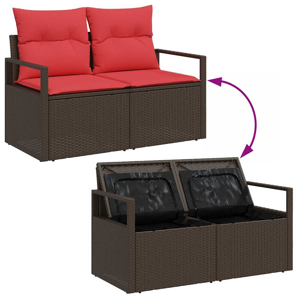 Tuin Sofa Set met opslag 5 pcs Bruin Poly riet