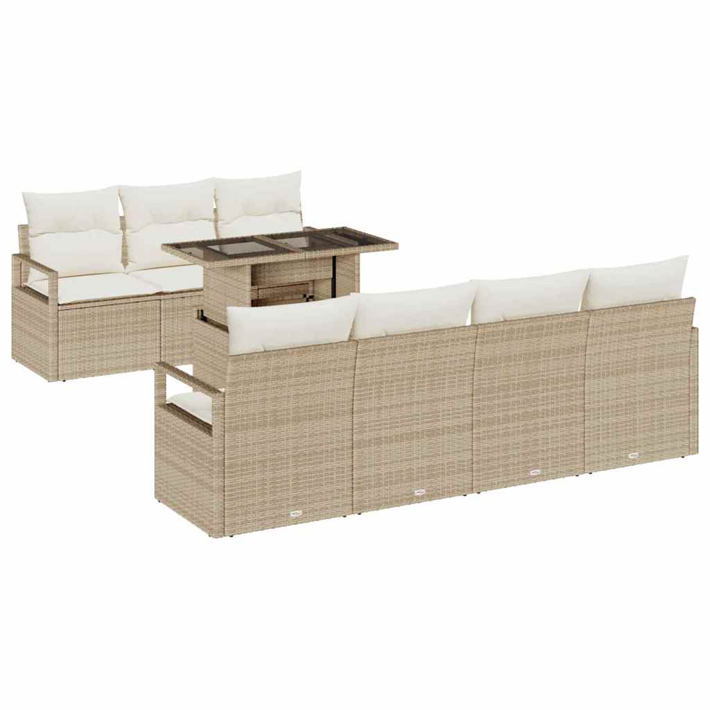 Tuin Sofa Set met opslag 8 pcs Beige Poly riet is nu te koop bij PeponiXL, paradijselijk wonen!