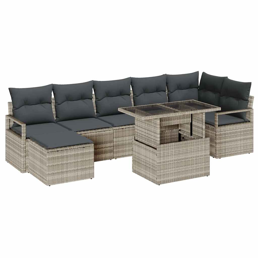 Tuin Sofa Set met opslag 8 pcs Lichtgrijs Poly riet is nu te koop bij PeponiXL, paradijselijk wonen!