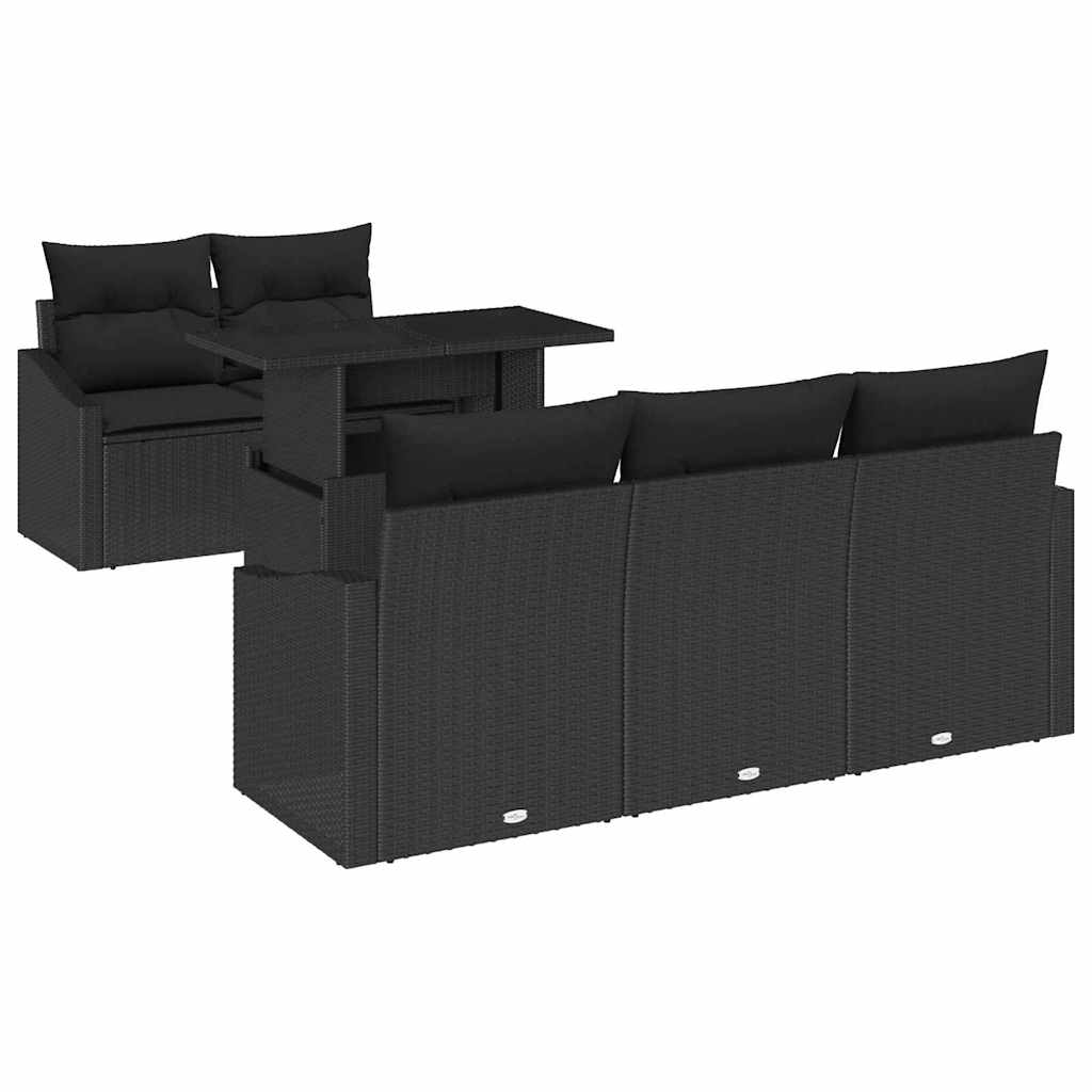Tuin Sofa Set met kussen met opslag 6 pcs Zwart poly rattan is nu te koop bij PeponiXL, paradijselijk wonen!