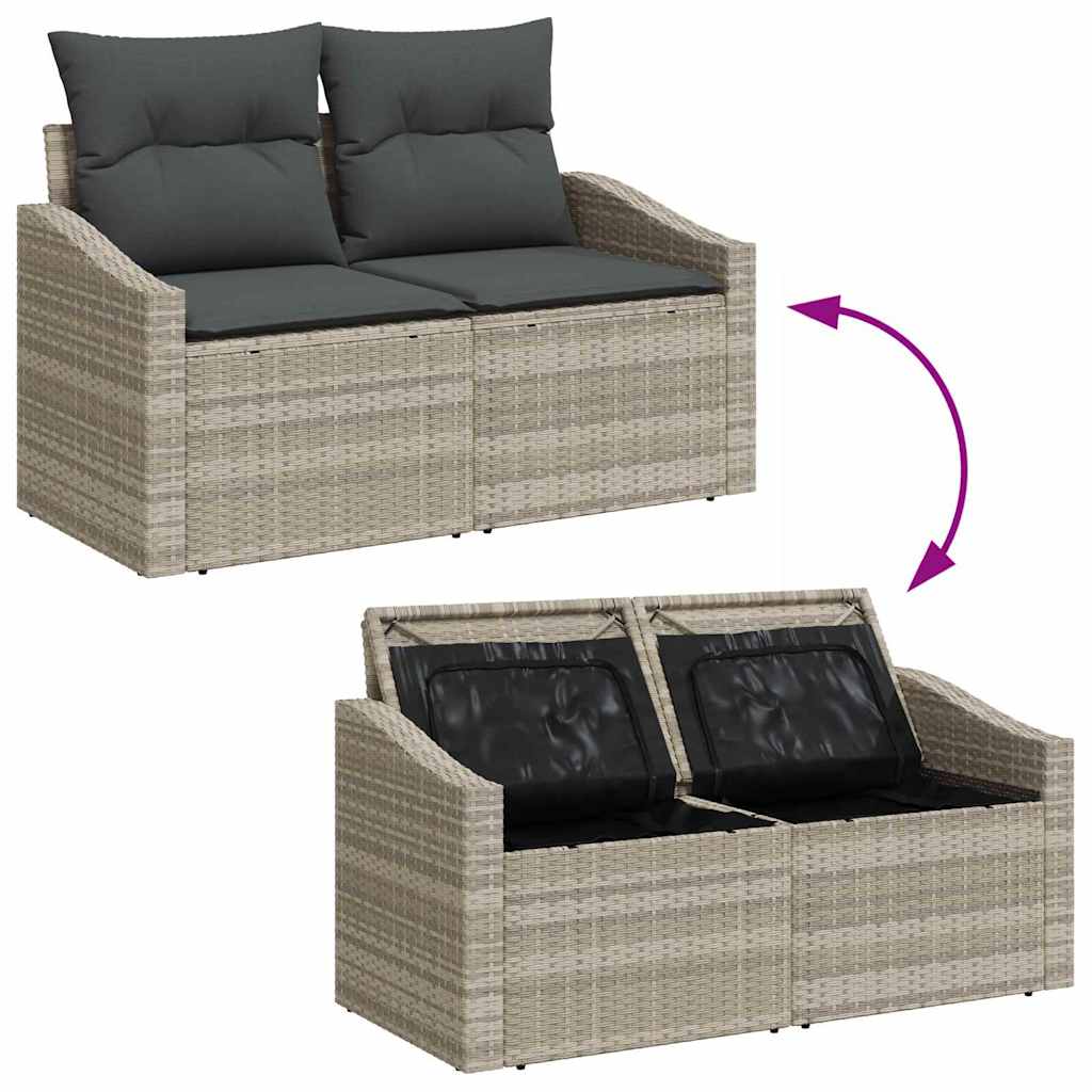 Tuin Sofa Set met opslag 7 pcs Lichtgrijs Poly riet is nu te koop bij PeponiXL, paradijselijk wonen!