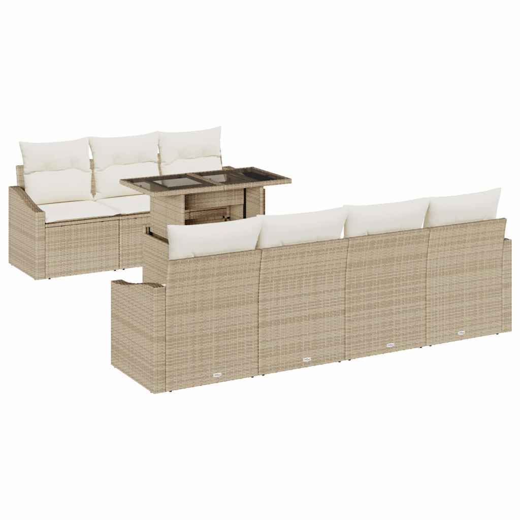 Tuin Sofa Set met kussen met opslag 8 pcs Beige poly rattan is nu te koop bij PeponiXL, paradijselijk wonen!