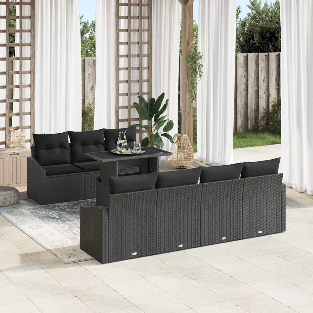 Tuin Sofa Set met kussen met opslag 8 pcs Zwart poly rattan is nu te koop bij PeponiXL, paradijselijk wonen!