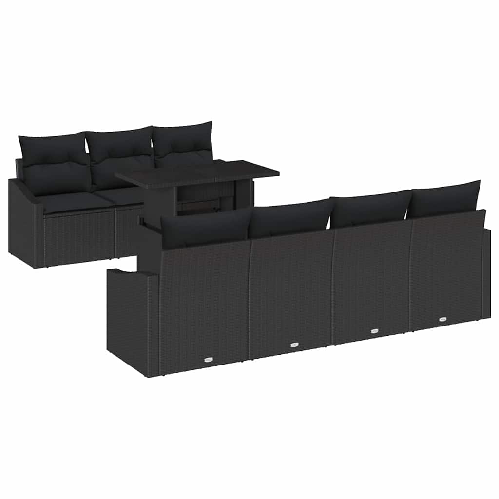 Tuin Sofa Set met kussen met opslag 8 pcs Zwart poly rattan is nu te koop bij PeponiXL, paradijselijk wonen!