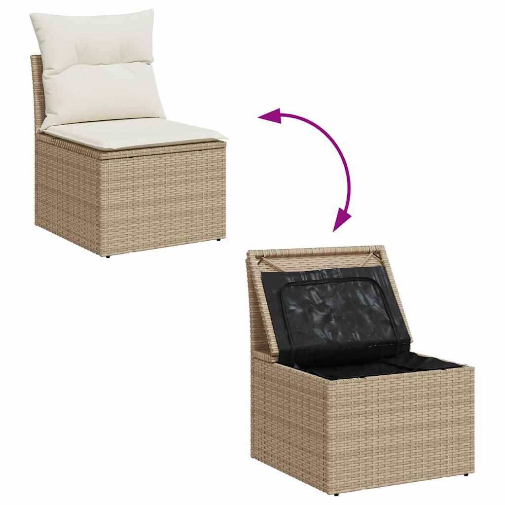 Tuin Sofa Set met kussen met opslag 9 pcs Beige poly rattan is nu te koop bij PeponiXL, paradijselijk wonen!