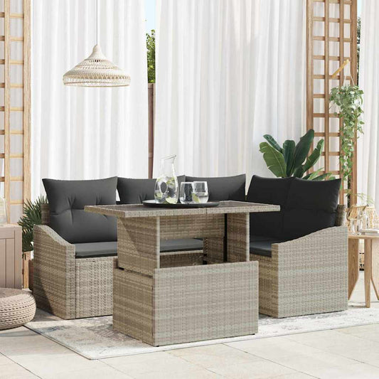 Tuin Sofa Set met kussen 5 pcs Licht Grijs en Donker Grijs is nu te koop bij PeponiXL, paradijselijk wonen!