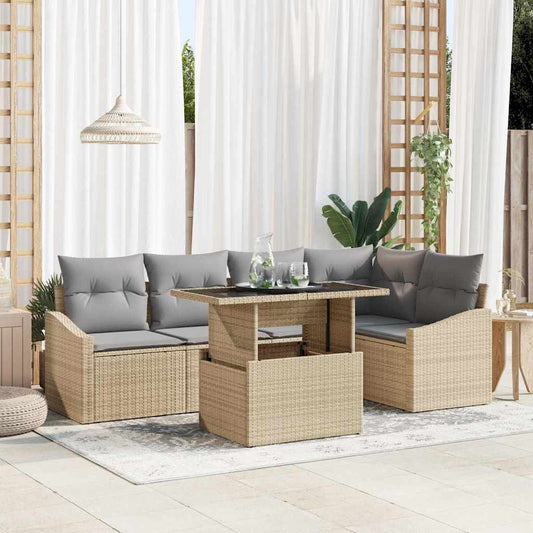 Tuin Sofa Set met kussen met opslag 6 pcs Beige en Licht Grijs is nu te koop bij PeponiXL, paradijselijk wonen!