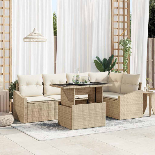 Tuin Sofa Set met kussen met opslag 6 pcs Beige en Crème is nu te koop bij PeponiXL, paradijselijk wonen!